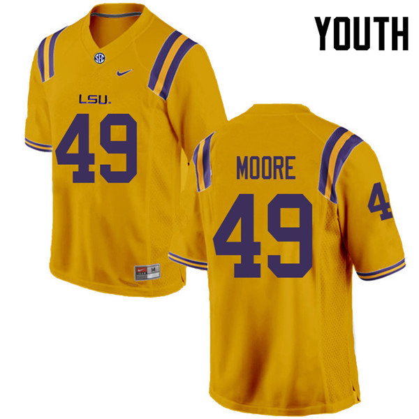Youth #49 Travez Moore LSU Tigers College Football Jerseys Sale-Gold